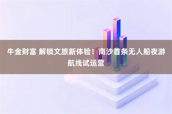牛金财富 解锁文旅新体验！南沙首条无人船夜游航线试运营
